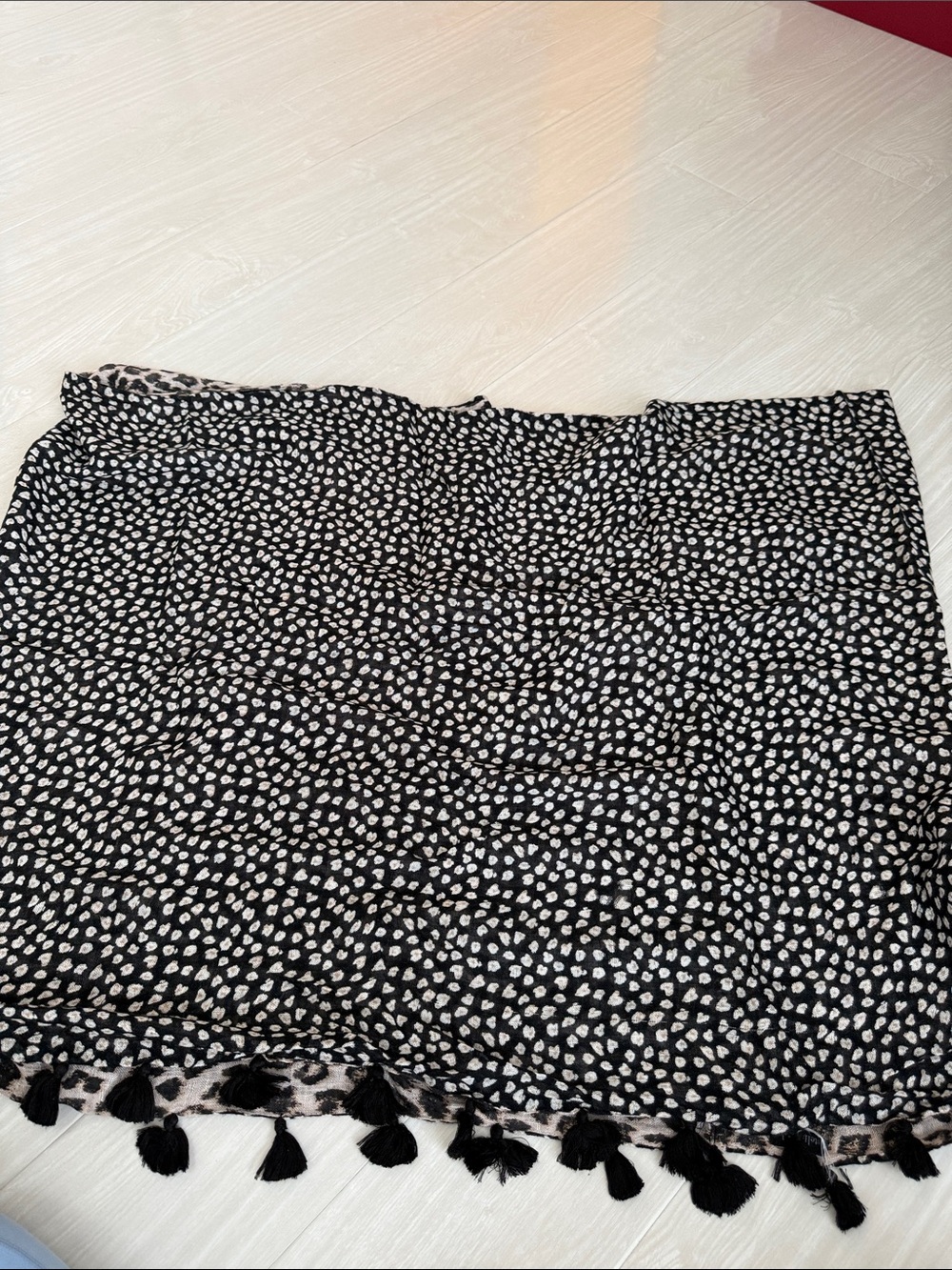 Stella & Dot Black and White Tassel-Hem Mini Skirt